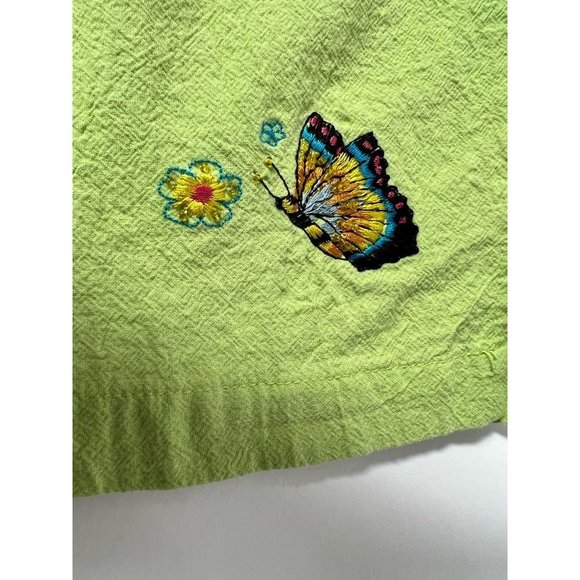 Fashion Classics Womens Cropped Pants Green Embroidered Butterfly Pockets XL - Picture 7 of 10